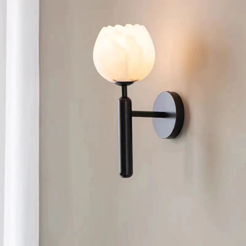 Tulip Alabaster Wall Sconce For Bedroom - thebelacan