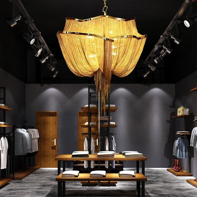 Alisa Luxury Double-Layer Aluminum Chain Tassel Chandelier - thebelacan