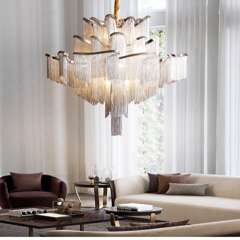 Alisa Luxury Flower Chain Tassel Chandelier - thebelacan