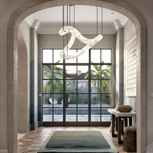 Alabaster Unique Curved Lake  Shape Chandelier - thebelacan