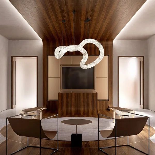 Alabaster Unique Curved Lake  Shape Chandelier - thebelacan