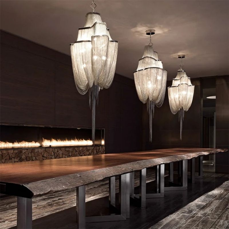 Modern Aluminum Chain Tassel Chandelier - thebelacan
