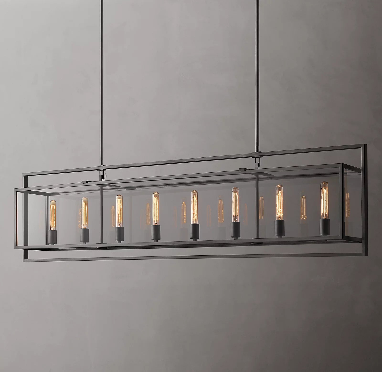 Beckman Glass Lantern Rectangular Chandelier 72" - thebelacan