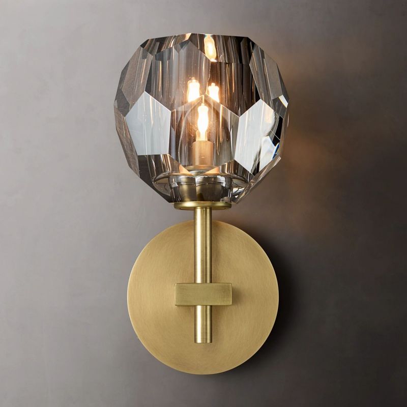 Kristal Smoke Glass Short Wall Sconce - thebelacan
